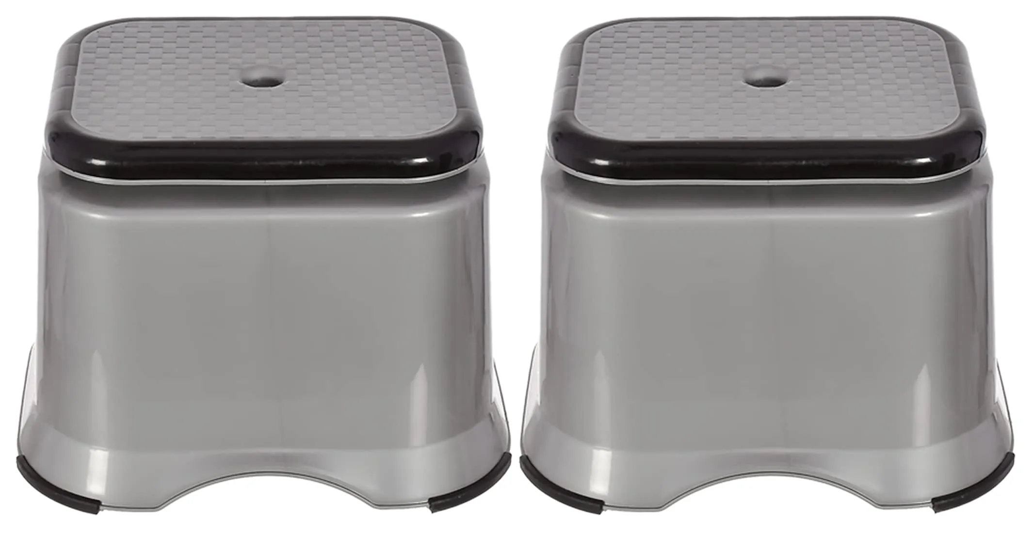 Kuber Industries Ultra 10 Multiuses Portable, Lightweight, Strong, Plastic Bathroom/Step/Sitting Stool, Patla- Pack of 2 (Grey)-46KM0147, Standard