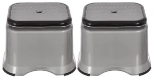 Kuber Industries Ultra 10 Multiuses Portable, Lightweight, Strong, Plastic Bathroom/Step/Sitting Stool, Patla- Pack of 2 (Grey)-46KM0147, Standard