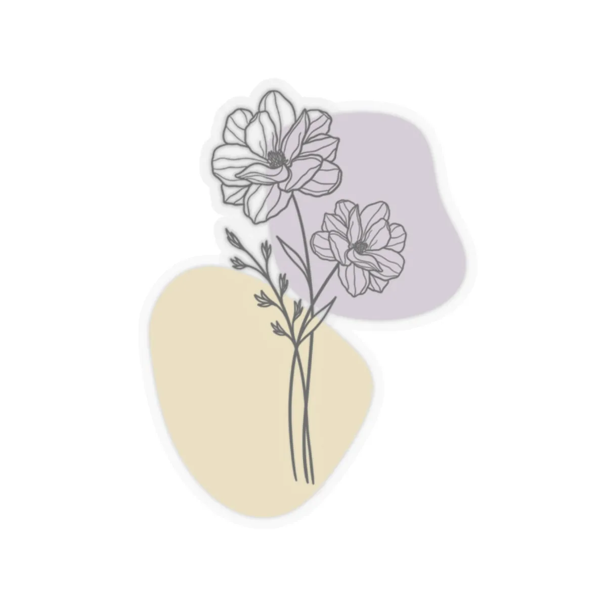 Magnolia Outline Sticker, Floral Outline Kiss-Cut Sticker