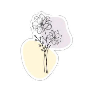 Magnolia Outline Sticker, Floral Outline Kiss-Cut Sticker