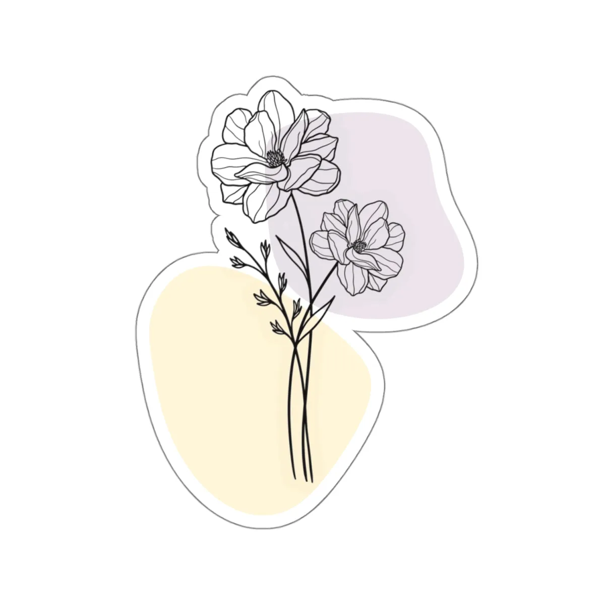 Magnolia Outline Sticker, Floral Outline Kiss-Cut Sticker