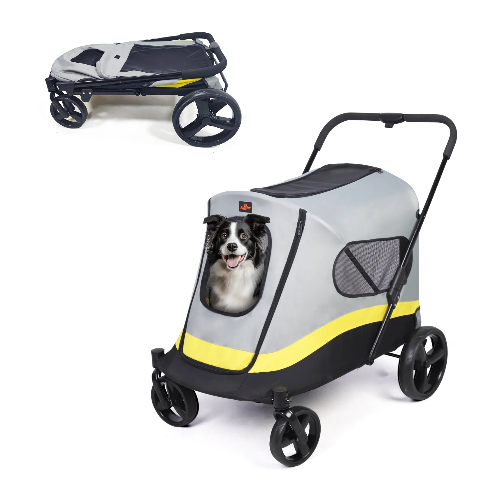 Pet Stroller for Large Dogs Foldable Pet Cat Travel Carriage Stroller 4 Wheels