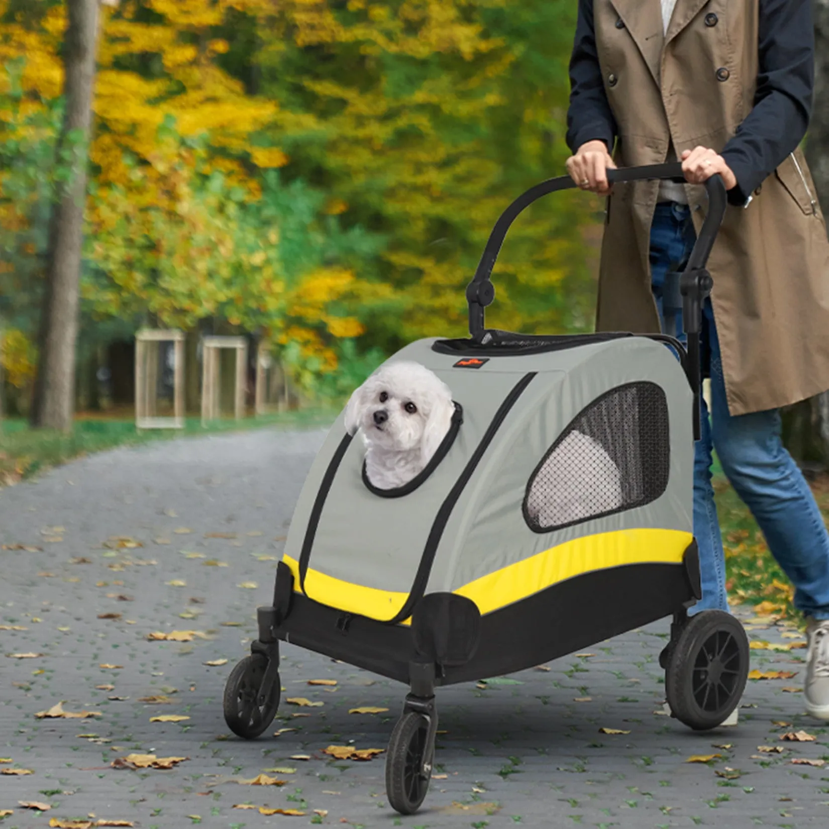 Pet Stroller for Large Dogs Foldable Pet Cat Travel Carriage Stroller 4 Wheels