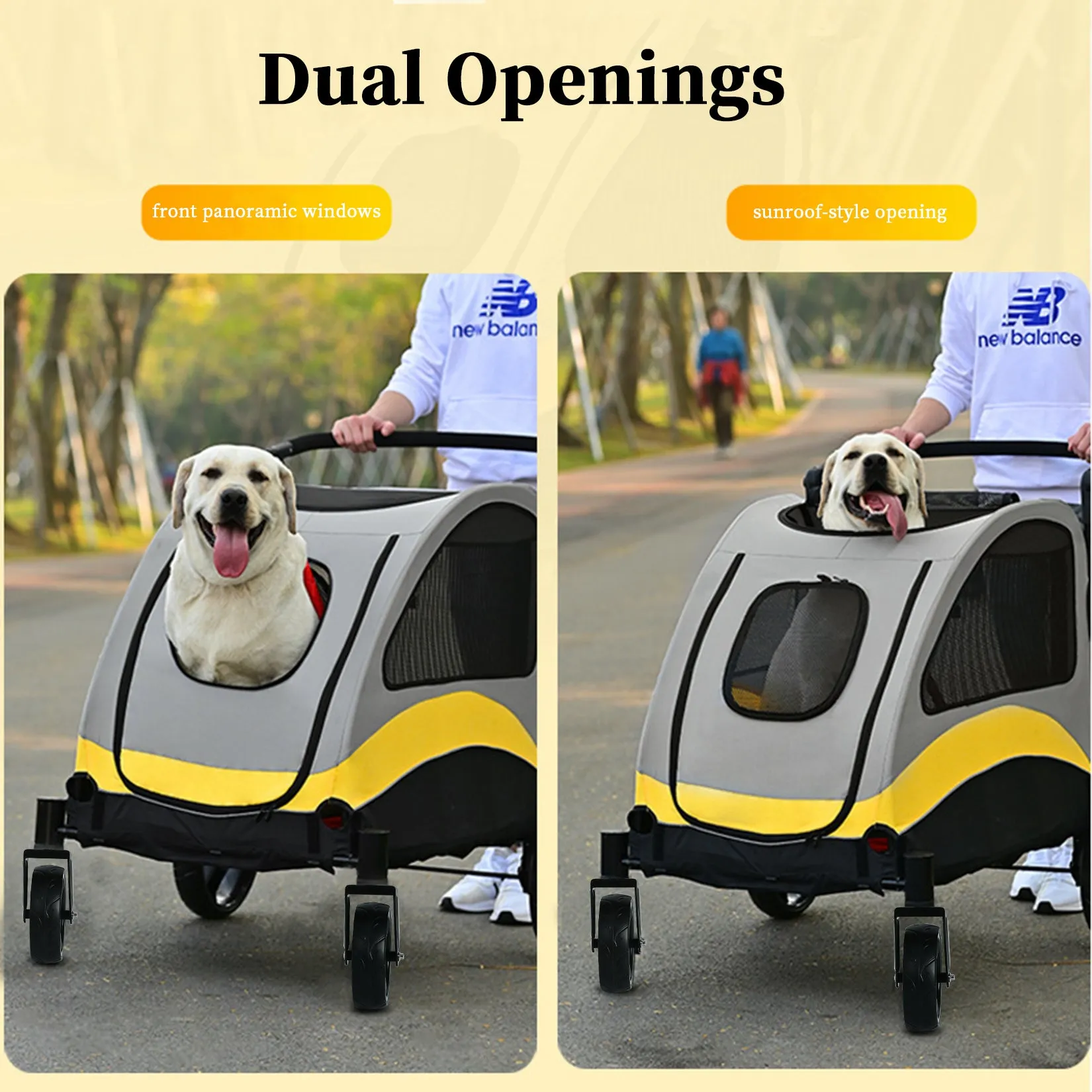 Pet Stroller for Large Dogs Foldable Pet Cat Travel Carriage Stroller 4 Wheels