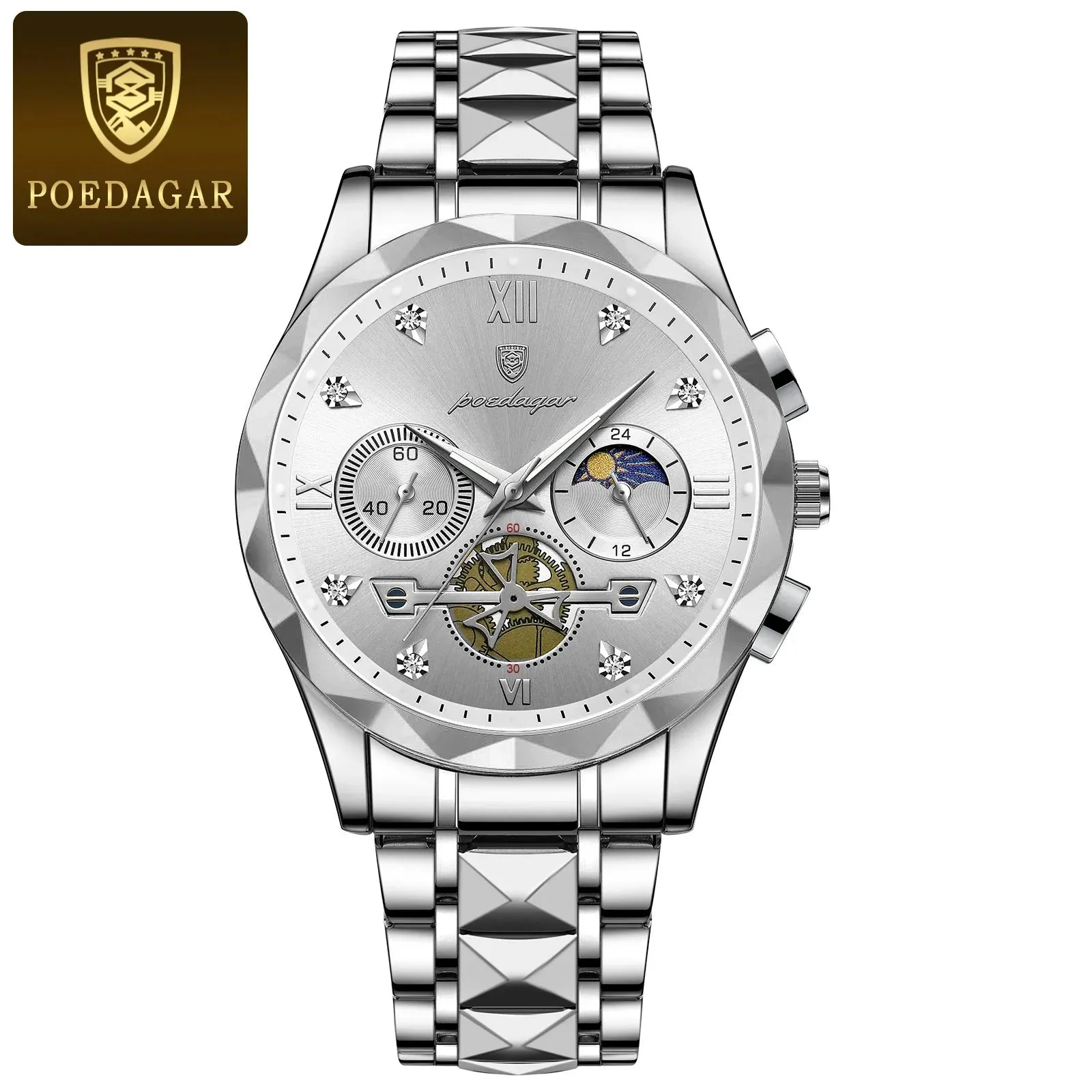 POEDAGAR Luxury Waterproof Men's Chronograph Watch - Stainless Steel