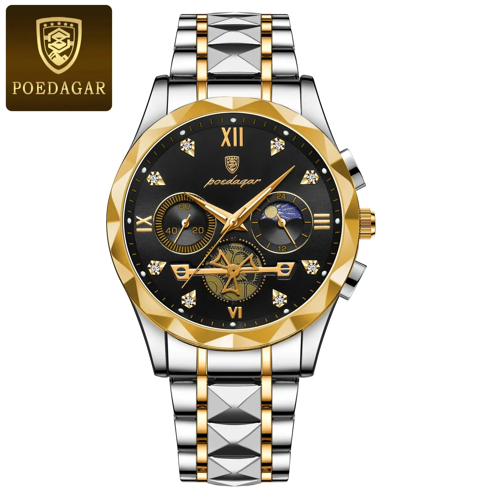 POEDAGAR Luxury Waterproof Men's Chronograph Watch - Stainless Steel