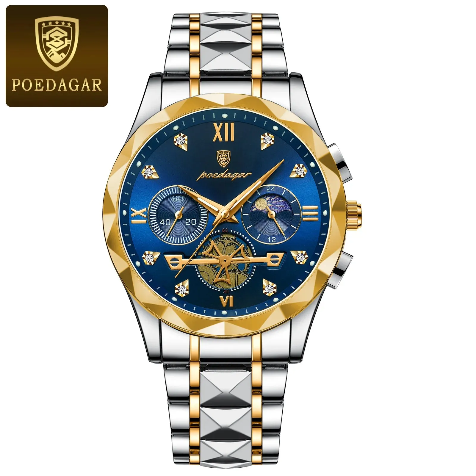 POEDAGAR Luxury Waterproof Men's Chronograph Watch - Stainless Steel