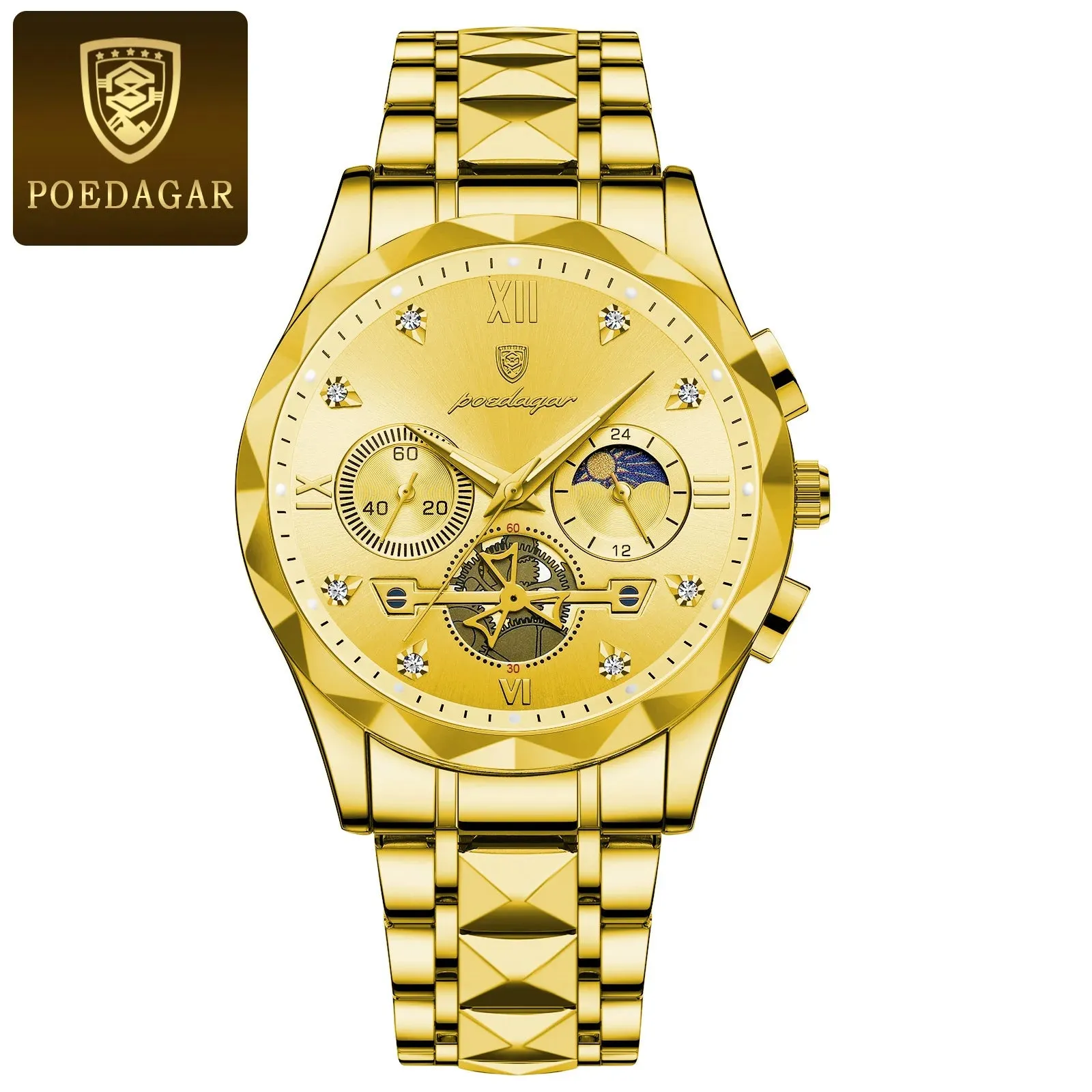 POEDAGAR Luxury Waterproof Men's Chronograph Watch - Stainless Steel