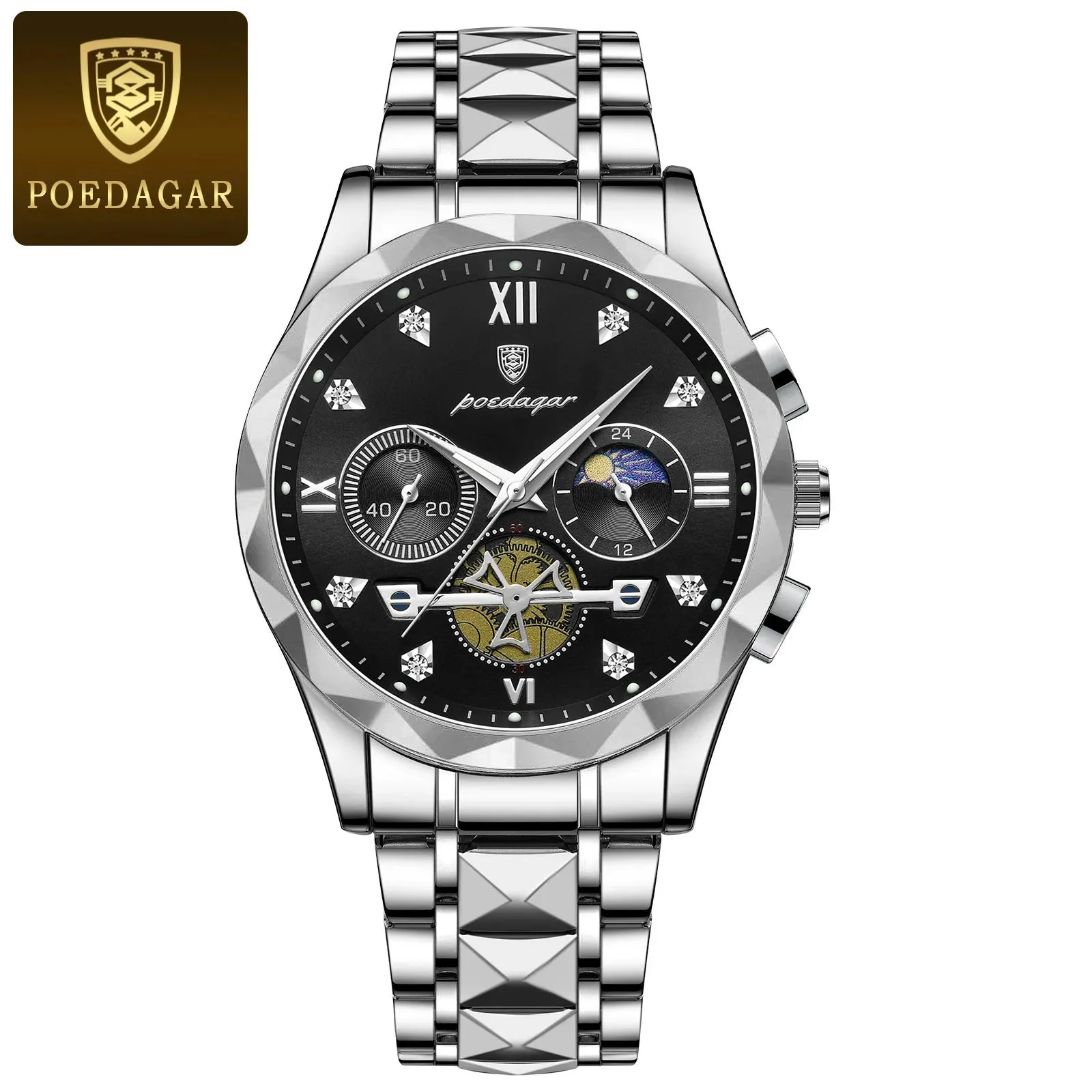 POEDAGAR Luxury Waterproof Men's Chronograph Watch - Stainless Steel