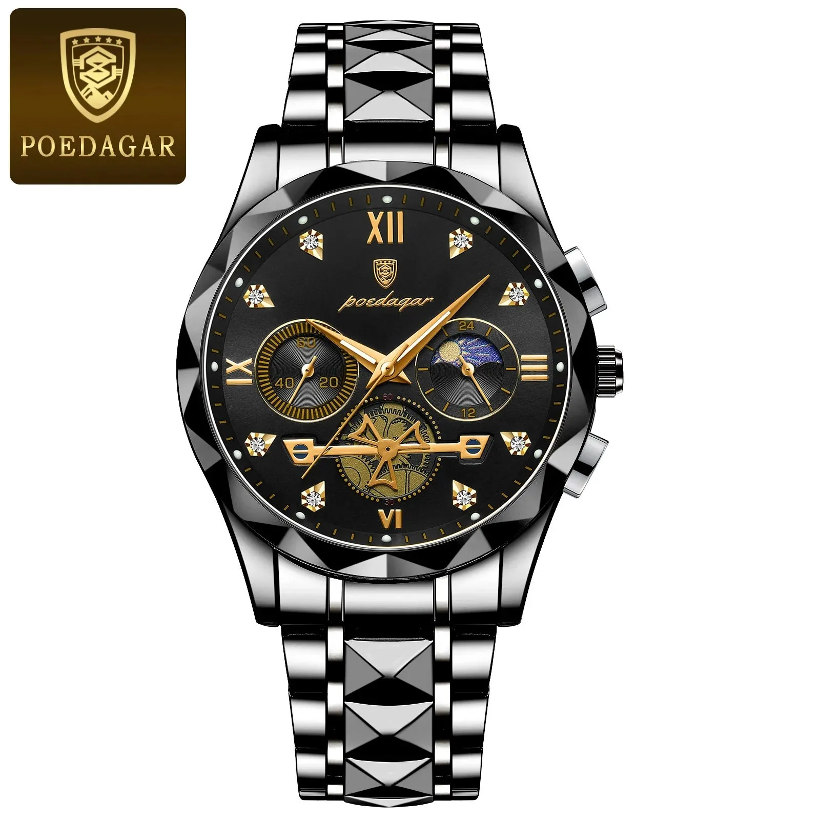 POEDAGAR Luxury Waterproof Men's Chronograph Watch - Stainless Steel