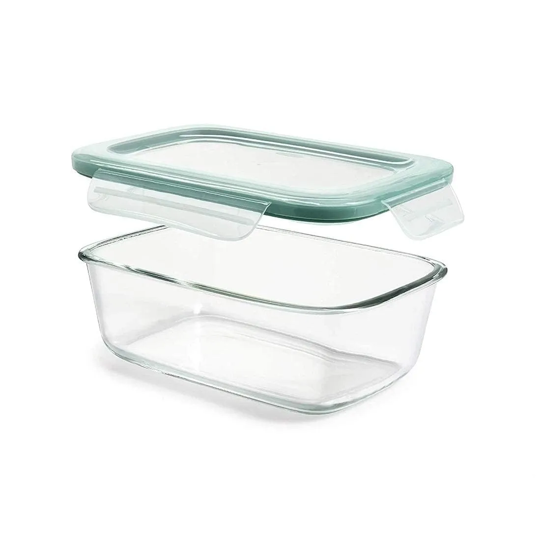 PRAMUKH FASHION Microwave Safe Selected Compartment Lunch Box Set for Office | Borosilicate Glass | Safety Lock Airtight Tiffin Containers (1000ml) | Transparent | Slim Design (1 Compartment)