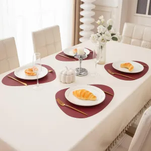 Premium Faux Leather Dining Table Mats, Maroon