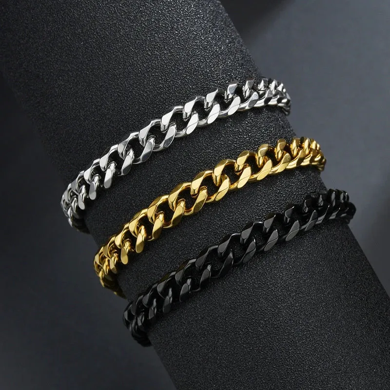 Retro 3-11mm Thick Stainless Steel Bracelets For Women Men Curb Cuban Link Chains On Hand Rock Wrist Waterproof Male Jewelry