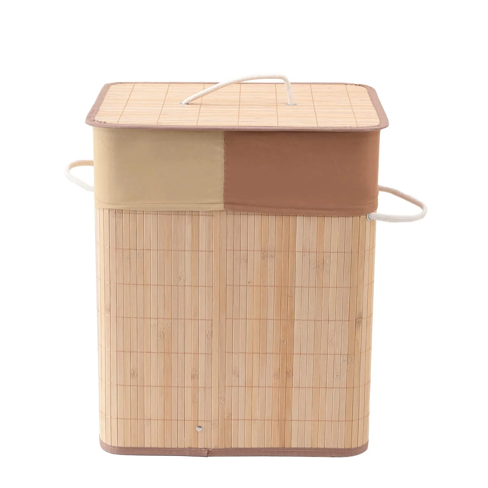 SAVYA HOME Bamboo Laundry basket with lid | Laundry bags for clothes | Foldable & Durable with liner bag | Perfect cloth basket, toys organiser storage | Light Brown (1) (1) (Pack of 1) (1)