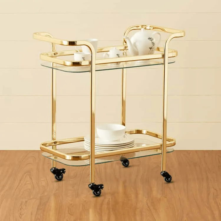 Stylish Bar Cart Trolley with Dual Side Handles (Iron)