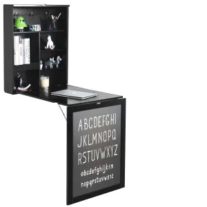 Tangkula Wall Mounted Desk, Floating Desk with Chalkboard