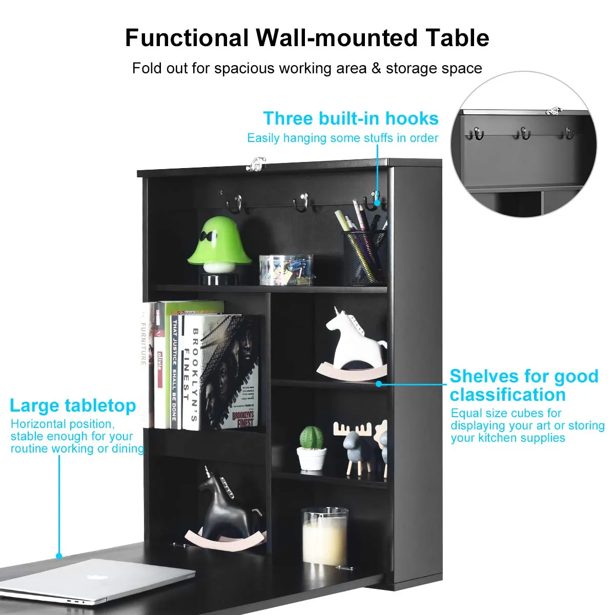 Tangkula Wall Mounted Desk, Floating Desk with Chalkboard