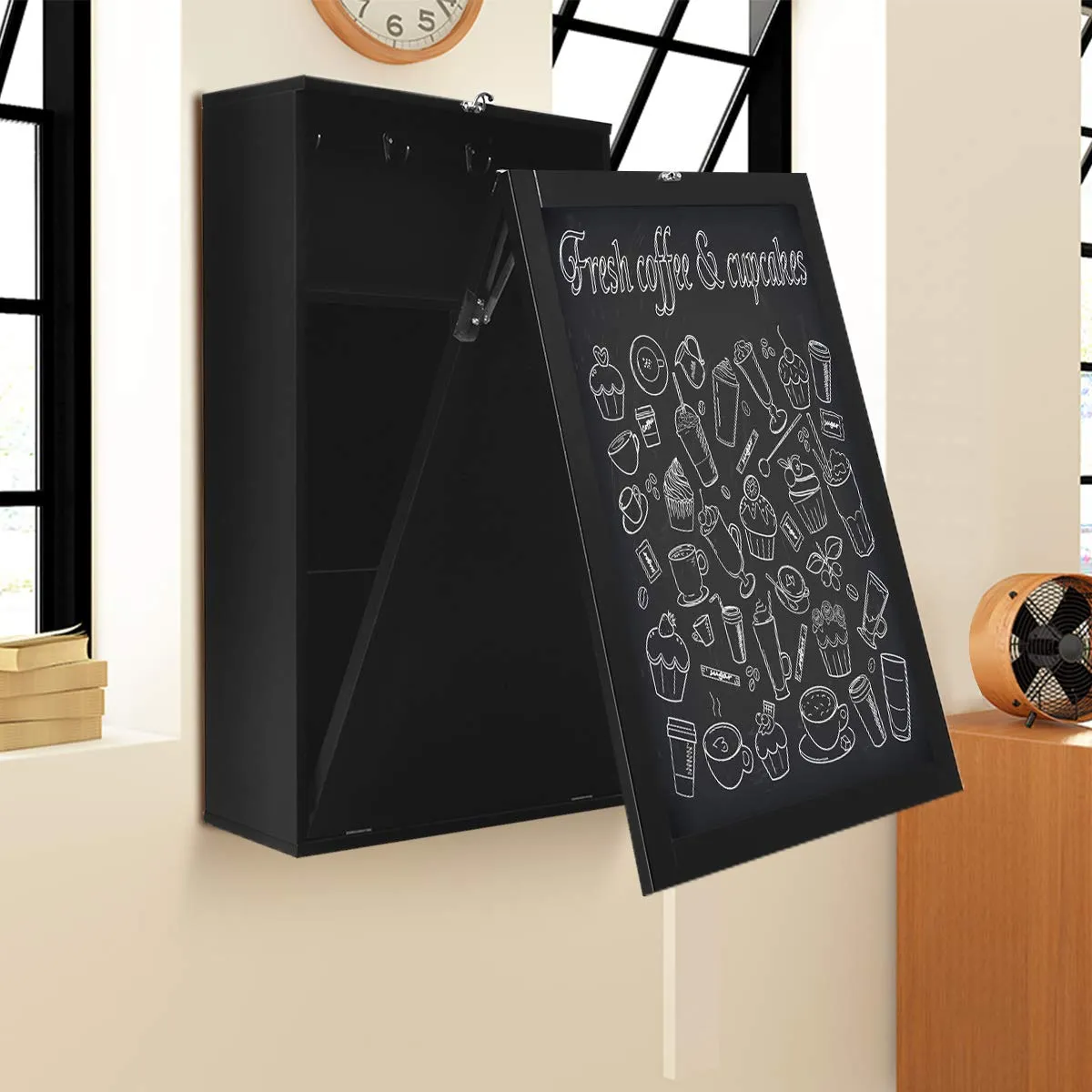 Tangkula Wall Mounted Desk, Floating Desk with Chalkboard