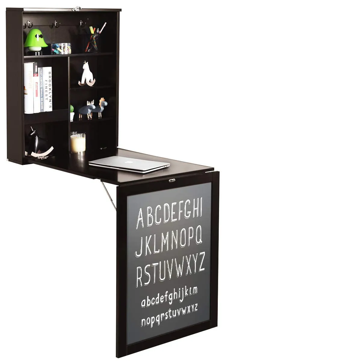 Tangkula Wall Mounted Desk, Floating Desk with Chalkboard