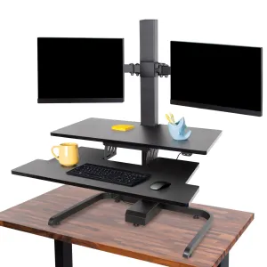 Techtonic Electric Standing Desk Converter with Monitor Mounts (2-3 Mount Options)