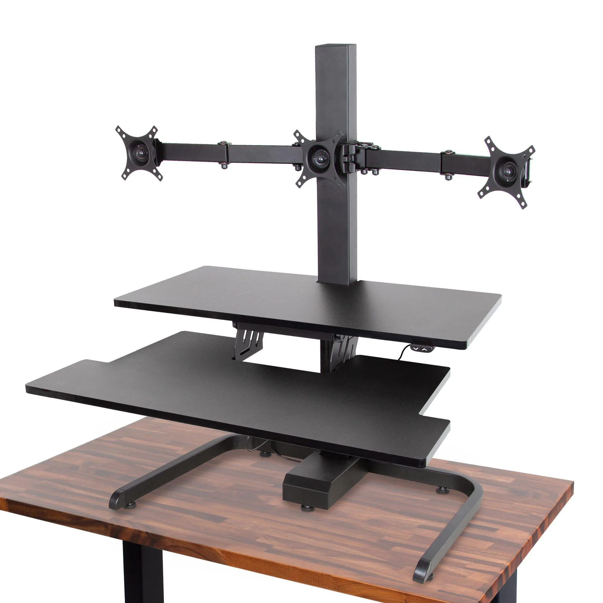 Techtonic Electric Standing Desk Converter with Monitor Mounts (2-3 Mount Options)