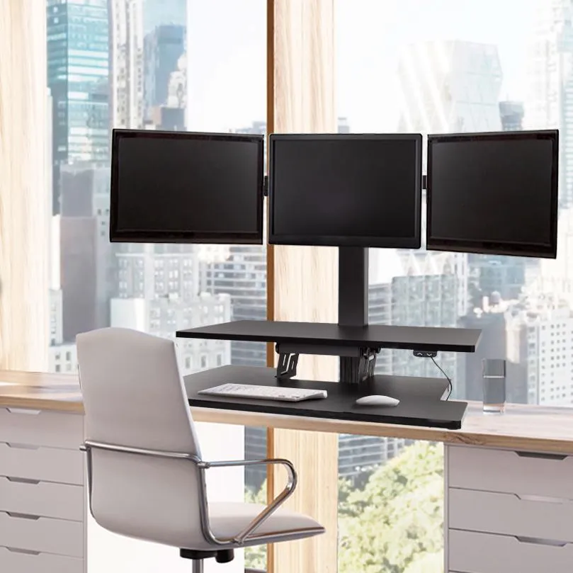 Techtonic Electric Standing Desk Converter with Monitor Mounts (2-3 Mount Options)