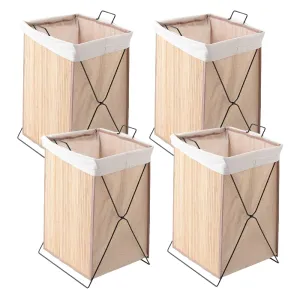 The Better Home Bamboo Laundry Bag 72 Litres (Pack of 4) | Foldable Laundry Basket For Clothes | Washing Clothes Basket | Clothes Bin - Light Brown