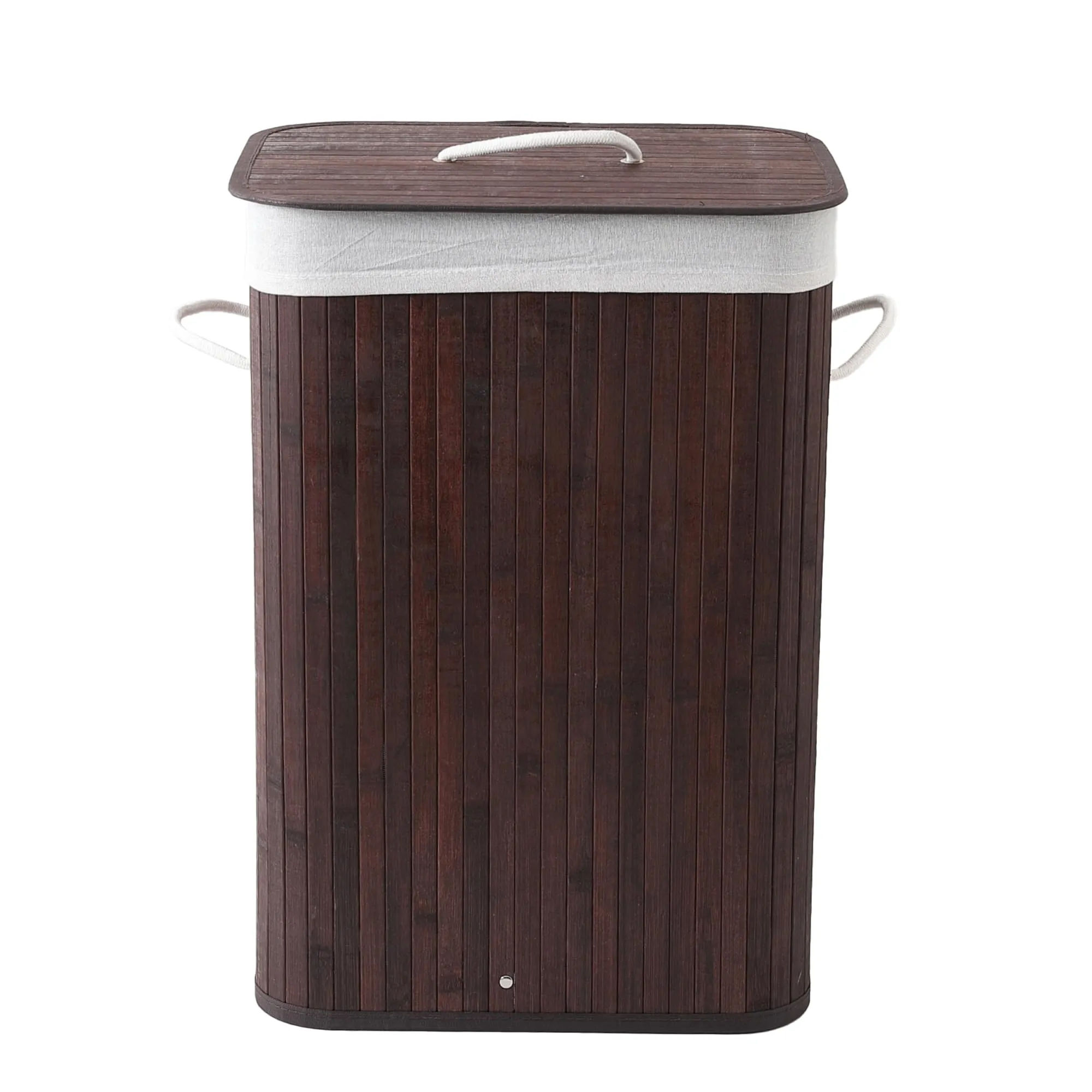 The Better Home Bamboo Laundry Bag 72 Litres With Lid (Pack of 1) | Foldable Laundry Basket For Clothes | Washing Clothes Basket | Clothes Bin - Dark Brown