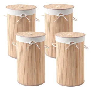 The Better Home Laundry Bag 72 Litres With Lid (Pack of 4) | Foldable Laundry Basket For Clothes | Washing Clothes Basket | Clothes Bin - Light Brown