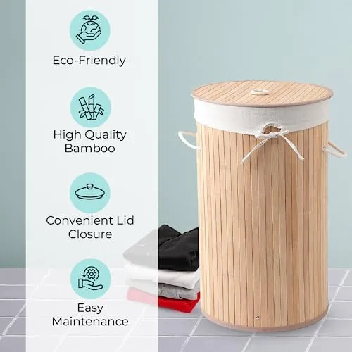 The Better Home Laundry Bag 72 Litres With Lid (Pack of 4) | Foldable Laundry Basket For Clothes | Washing Clothes Basket | Clothes Bin - Light Brown