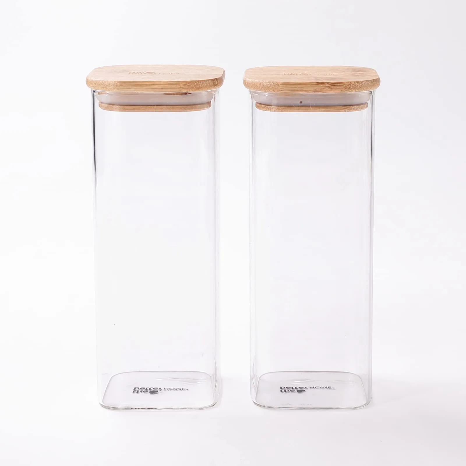 The Better Home Pack of 2 Kitchen Accessories Item with Bamboo Lid I Transparent Airtight Borosilicate Kitchen Containers Set | Glass Jars for Cookies Snacks Tea Coffee Sugar | 1000 ml Each