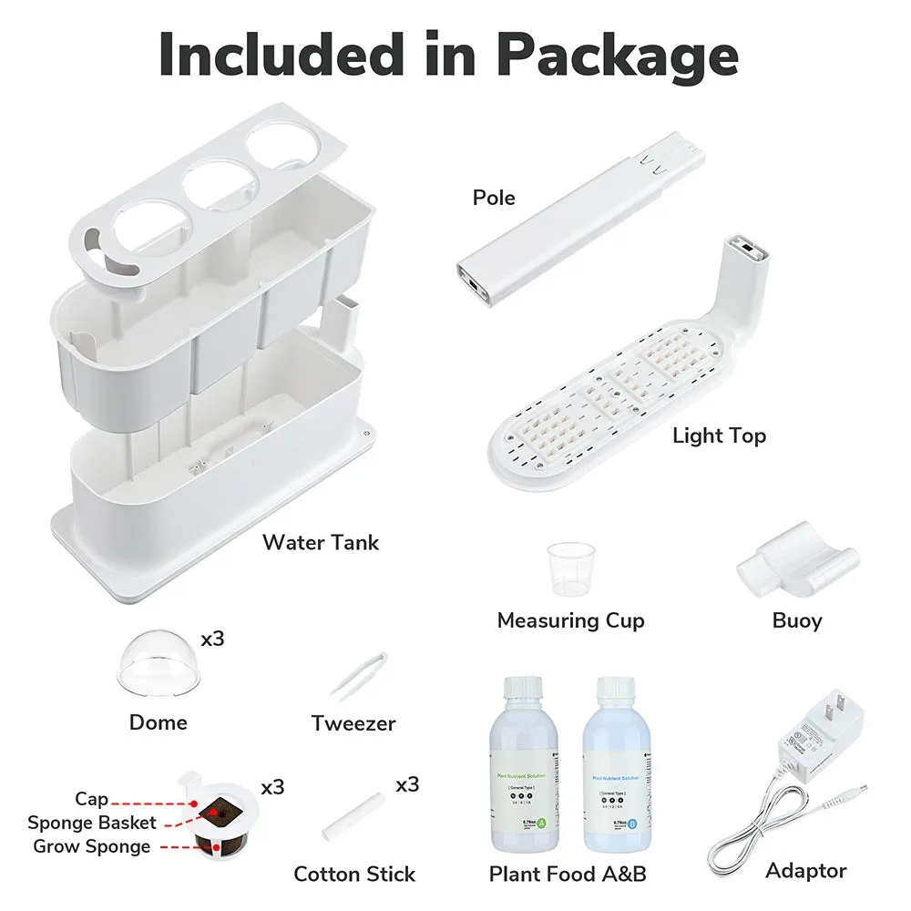 TheLAShop Countertop Hydroponic Kit with LED Grow Lights 3 Seed Pods