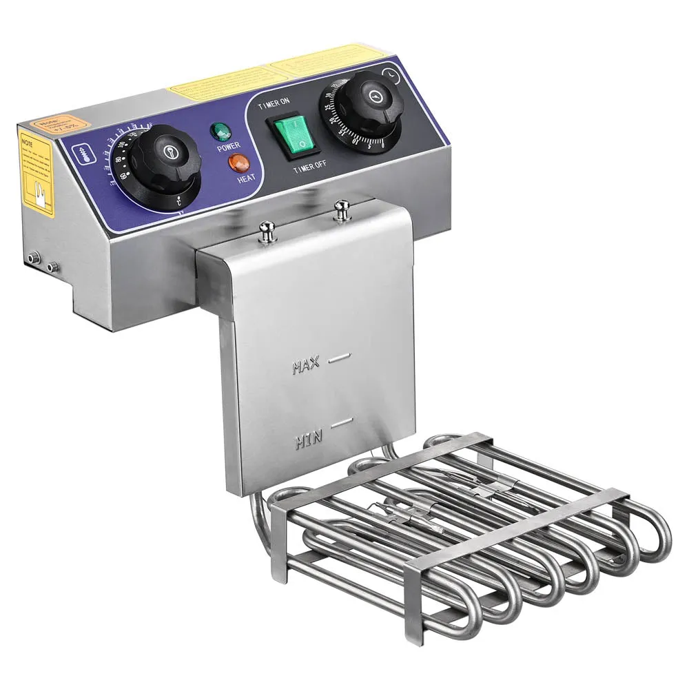 TheLAShop Deep Fryer w/ Oil Drain Timer Comml. Dual Basket 6.2Gal, 3000W