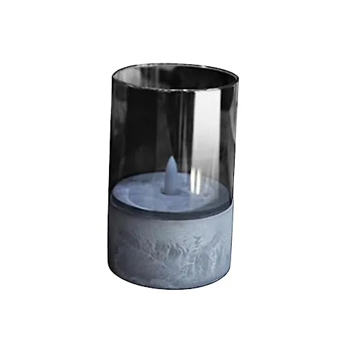 UJEAVETTE® Flameless Led Candle Crafts Tea Light Candle for Living Room Hallway Bedroom 8Cmx8Cmx15Cm Grey