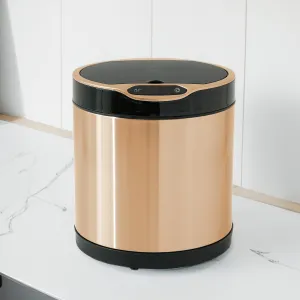 UMAI 6L Round Stainless Dustbin With Lid | Automatic Dustbin With Digital Screen & Inner Bucket | Dustbin For Kitchen | Dustbin For Bathroom | Dustbin For Home/Office | CE & RoHS Certified | Gold