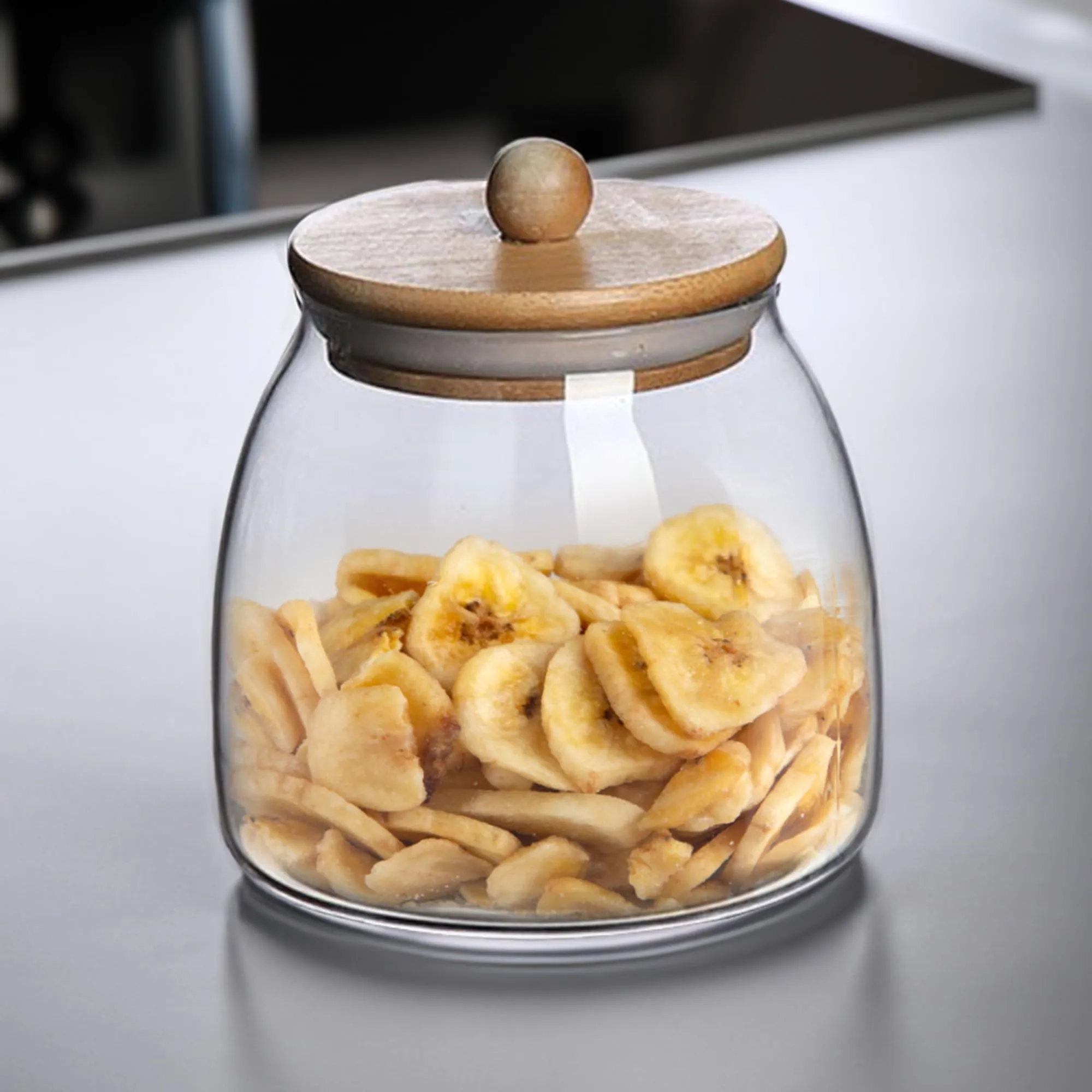 UMAI Borosilicate Glass Jar for Kitchen Storage with Bamboo Lids | 650ml | Multipurpose Airtight, Leakproof Jars for Cookies, Snacks, Spices, Nuts, Dry Fruits | BPA Free | Transparent |