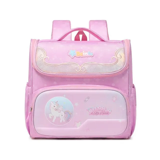 Unicorn Theme Fully Open Design Kindergarten Backpack for Kids