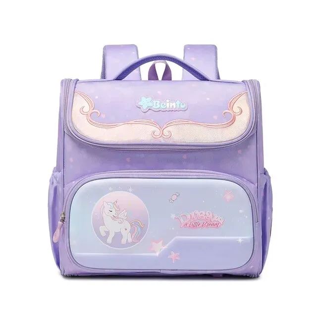 Unicorn Theme Fully Open Design Kindergarten Backpack for Kids