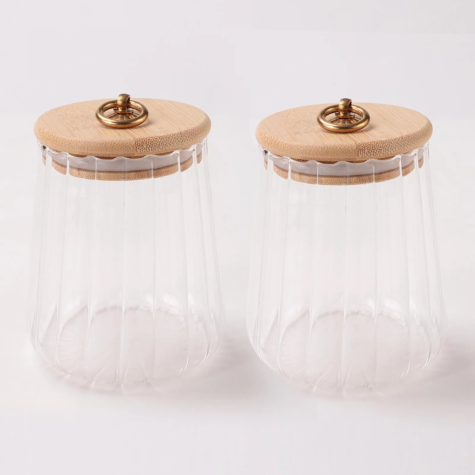 USHA SHRIRAM Borosilicate Containers With Wooden Lid (750ml - 2Pcs) | Glass Container Jar For Kitchen Storage | Microwave Safe | Kitchen Containers Box With Air Tight Lid | Kitchen Organisers