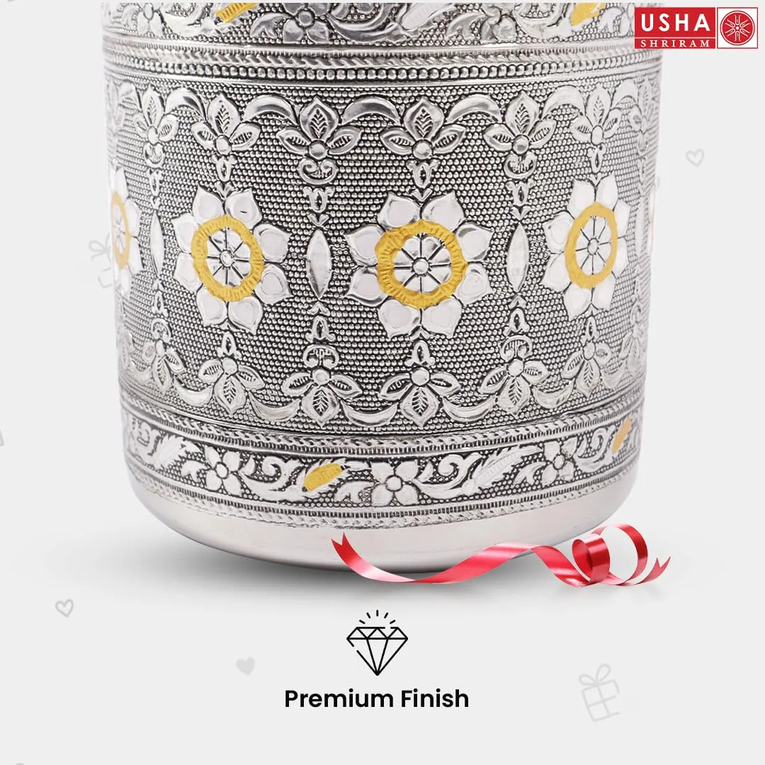 USHA SHRIRAM Stainless Steel Crafted Storage Box (800ml, 1200ml, 1600ml - 2 each) |Gift Set | Kitchen Storage Organiser | Dabba For Kitchen | Rust Proof | Multi Purpose Box (Silver)