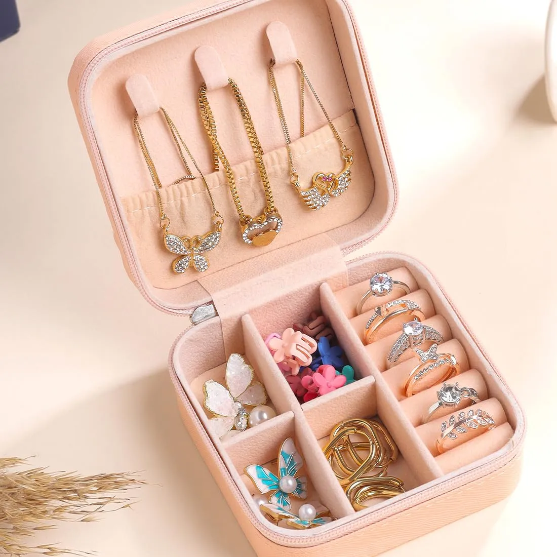 Yellow Chimes Jewelry Box Organisers I Jewellery Organisers Storage Box I Wedding Birthday Gift Box for Women I PU Leather I Bangles Earrings Organizer I Portable Jewelry Organizer Box