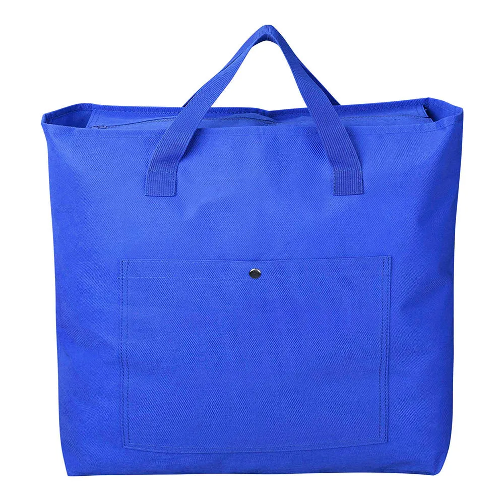 Yescom Reusable Tote Bag with Handles and Zipper Blue Polyester